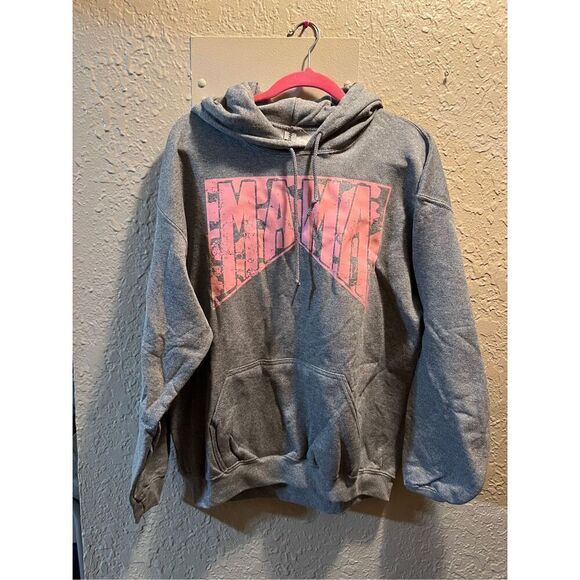 MAMA Grey Hooded Sweatshirt Size Large - Picture 1 of 5